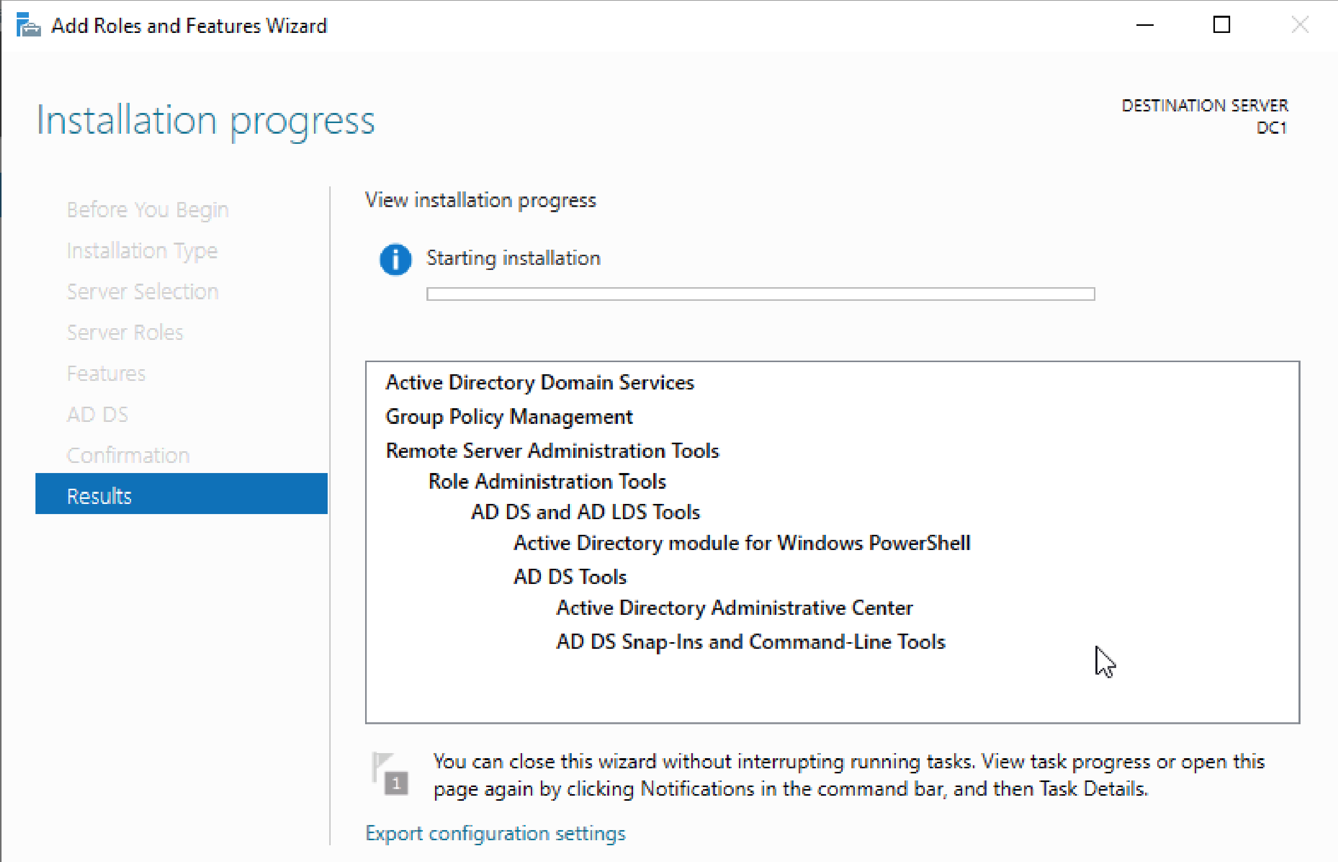 Installing Active Directory Domain Services role
