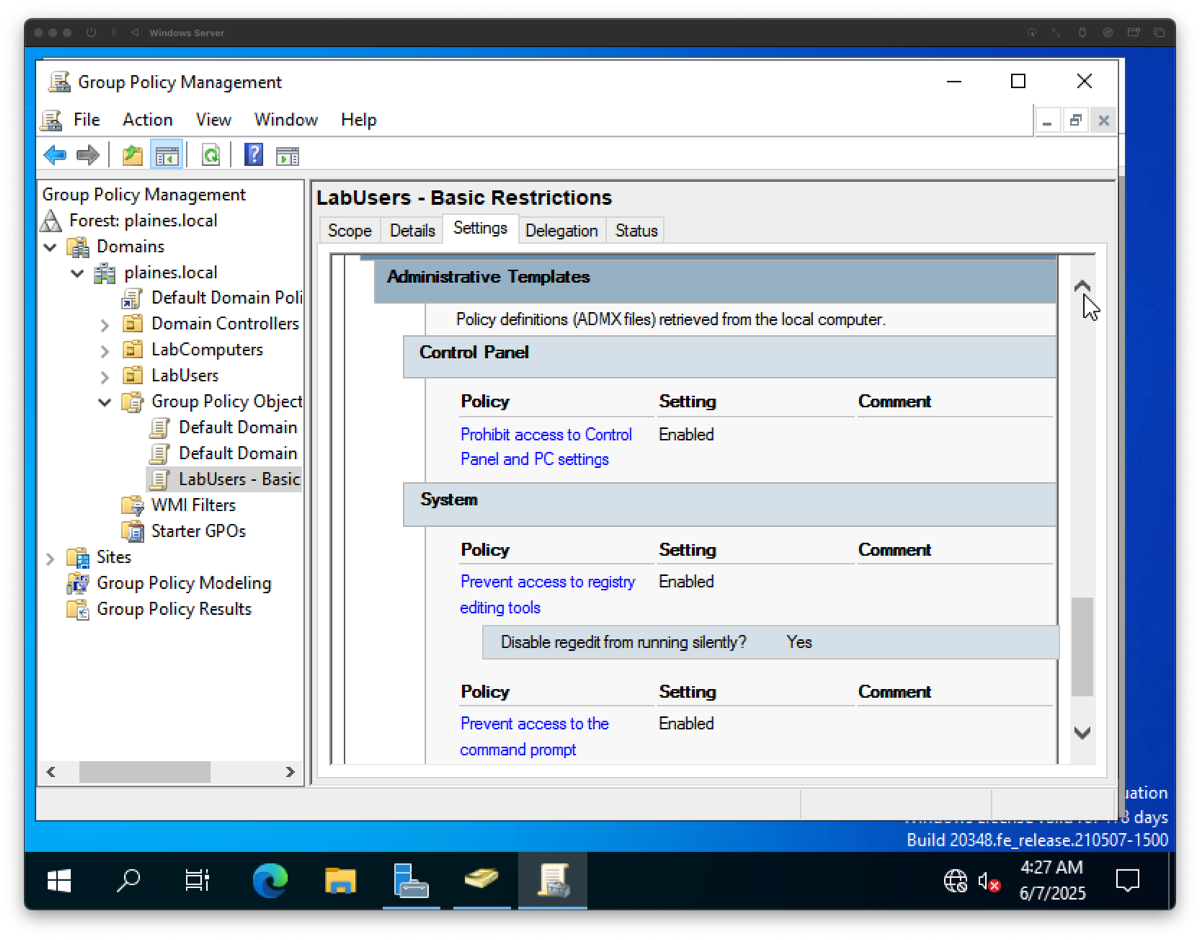 Configuring Group Policy restrictions